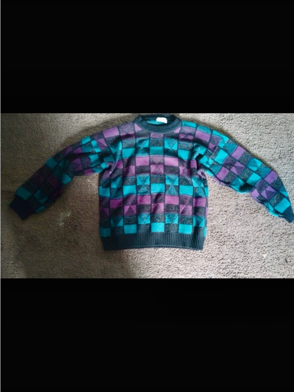 90s Vintage Protege Geometric Sweater Abstract Print Metallic Knit